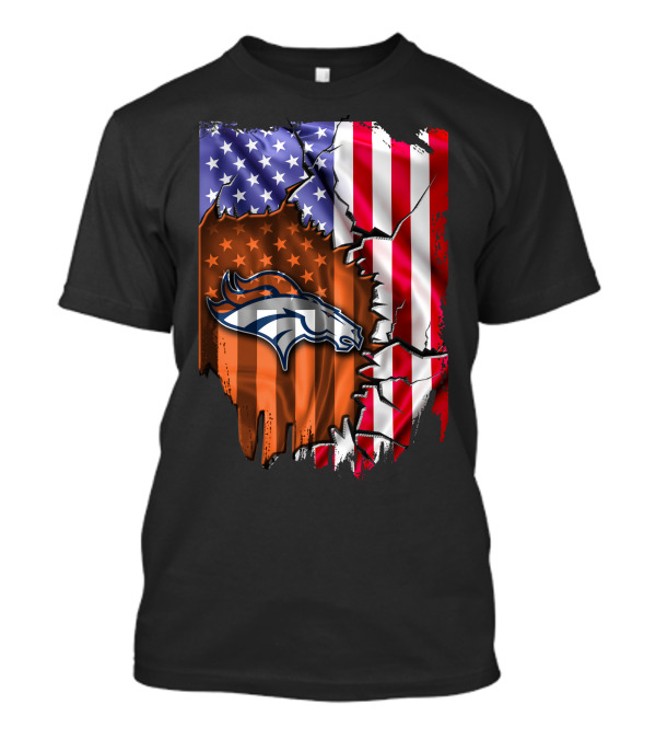 American Flag Denver Broncos Logo Explosion T-Shirt