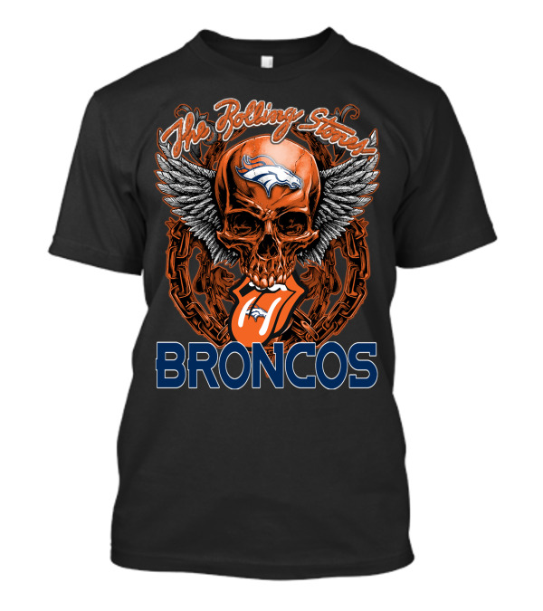 The Rolling Stones Denver Broncos Skull Wings T-Shirt