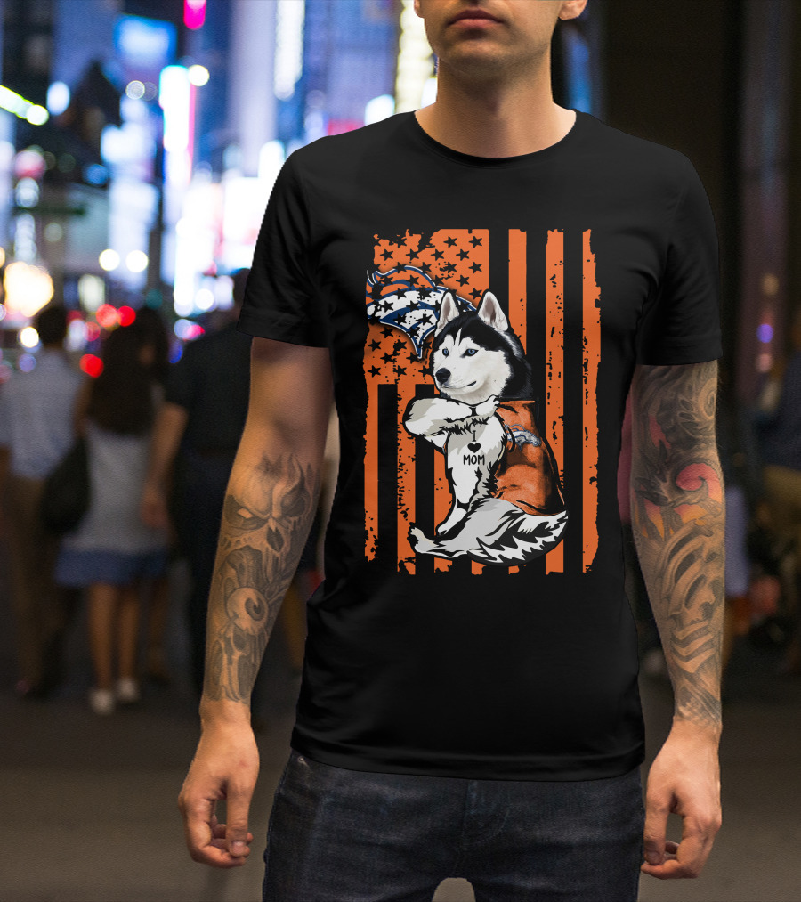 Denver Broncos Siberian Husky Mom Fan T-Shirt