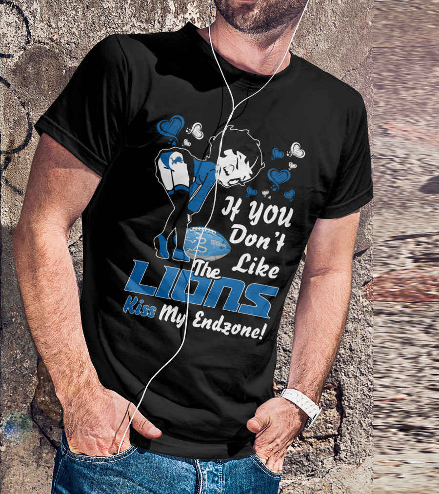 Betty Boop If You Don't Like The Detroit Lions Kiss My Endzone T-Shirt