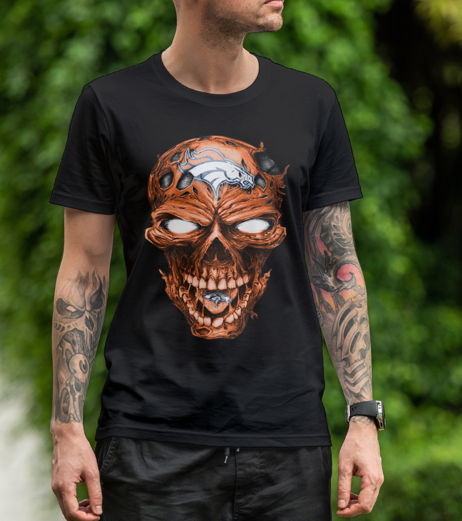 Skull Denver Broncos NFL Logo Horror T-Shirt