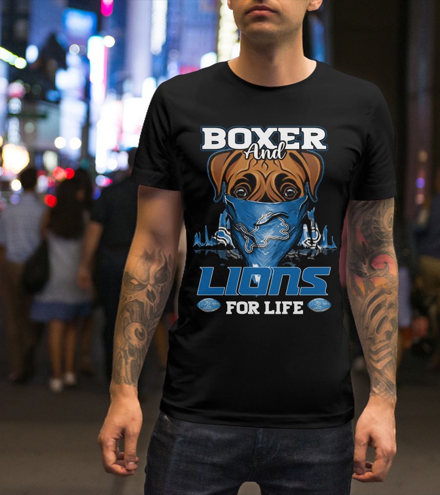 Boxer And Lions For Life DETROIT LIONS T-Shirt