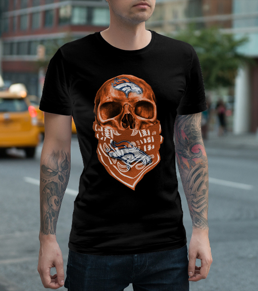 Skull Denver Broncos Bandana T-Shirt