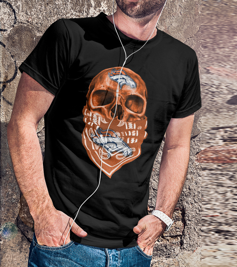 Skull Denver Broncos Bandana T-Shirt