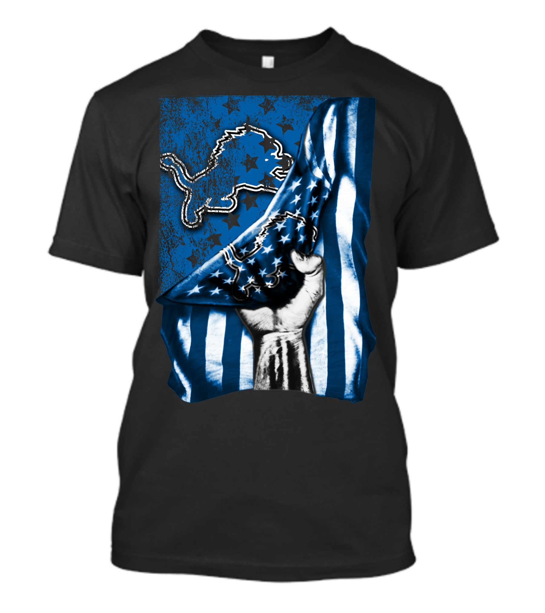 DETROIT LIONS American Flag Fist T-Shirt