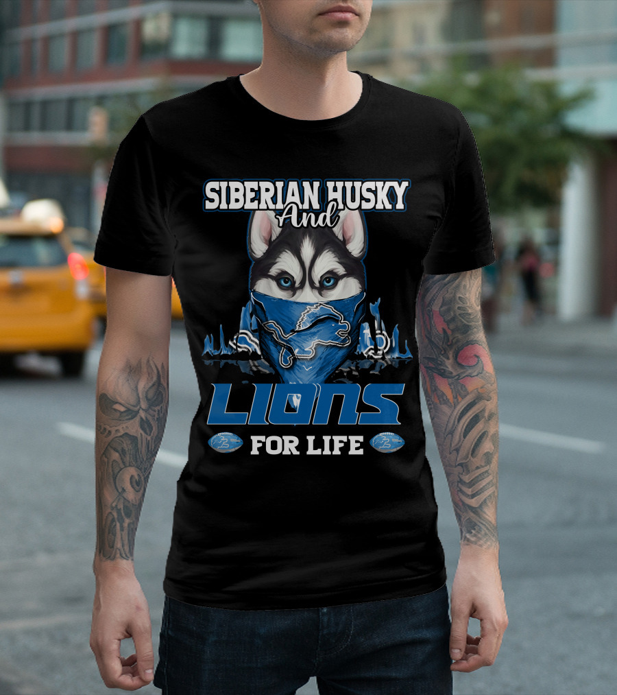 Siberian Husky and Lions for Life Detroit T-Shirt