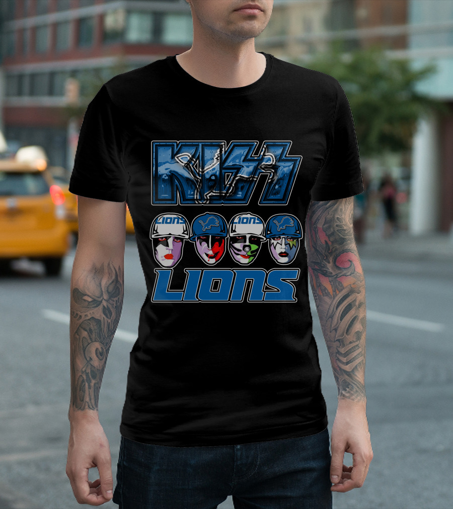Kiss Detroit Lions Logo Facepaint T-Shirt