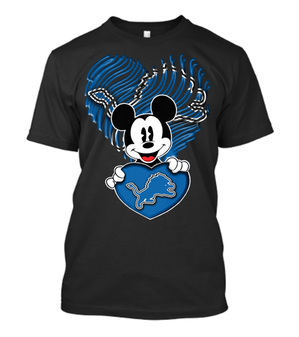Mickey Mouse Heart Detroit Lions Fan T-Shirt