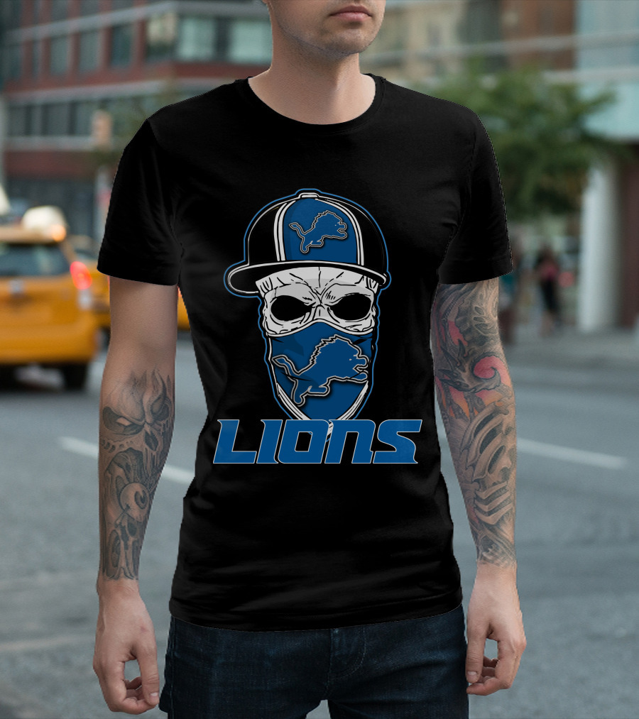 Skull Hat Lions Detroit Lions T-Shirt
