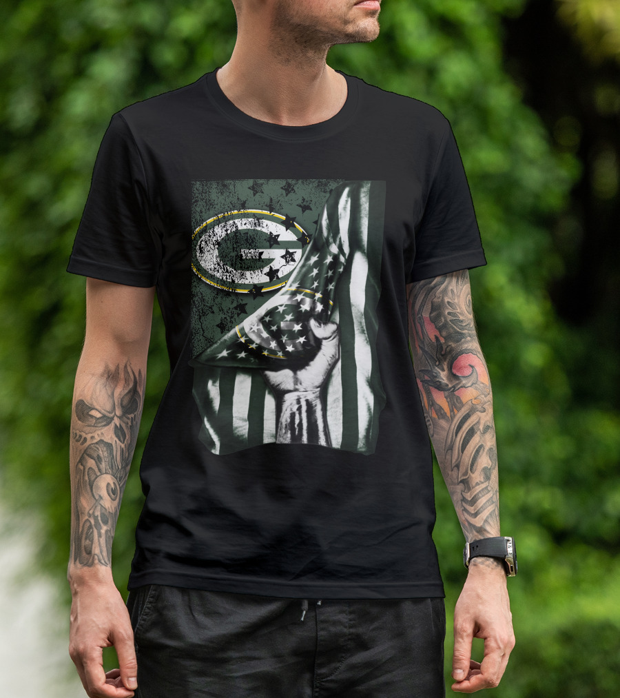 Flag Green Bay Packers Stars And Stripes Fist T-Shirt