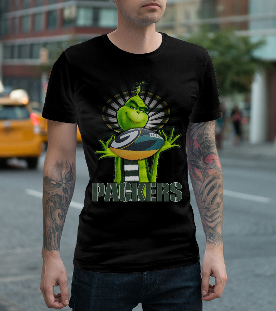 Grinch Holding Wilson Football Packers T-Shirt