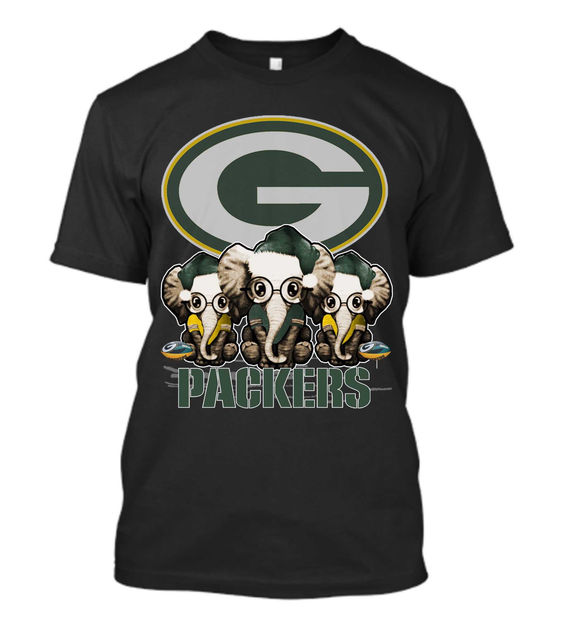 Green Bay Packers Elephants Trio Christmas T-Shirt