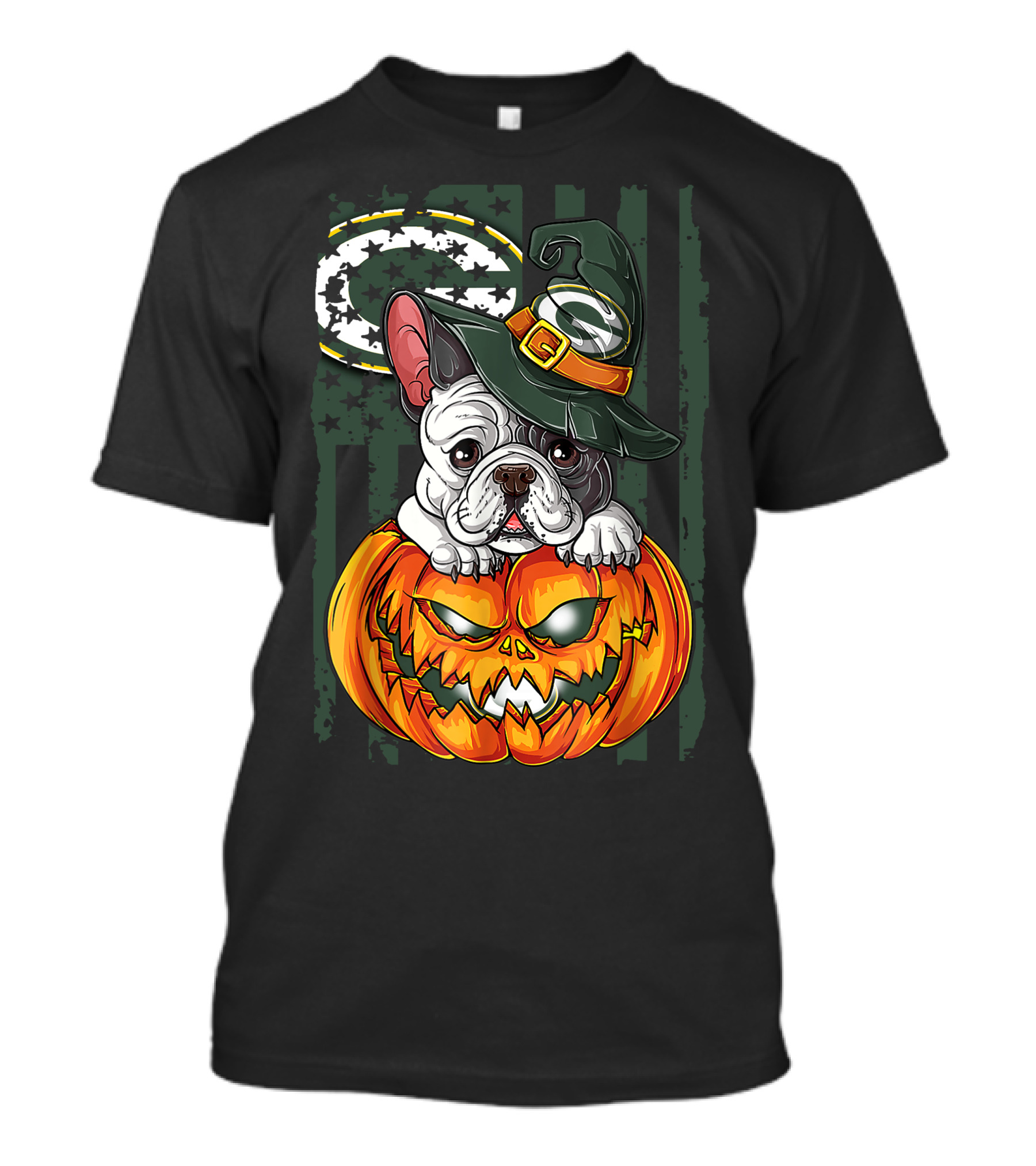 Hlw Bulldog Green Bay Packers Halloween Pumpkin Wizard Hat T-Shirt