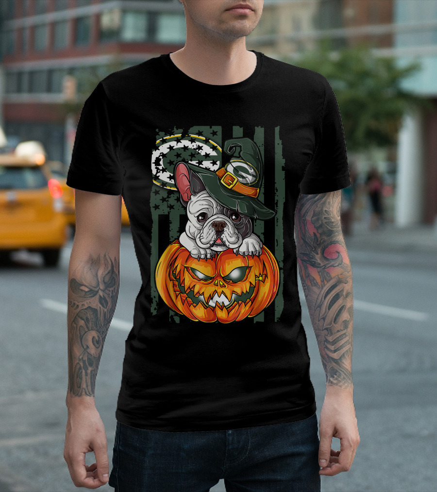 Hlw Bulldog Green Bay Packers Halloween Pumpkin Wizard Hat T-Shirt