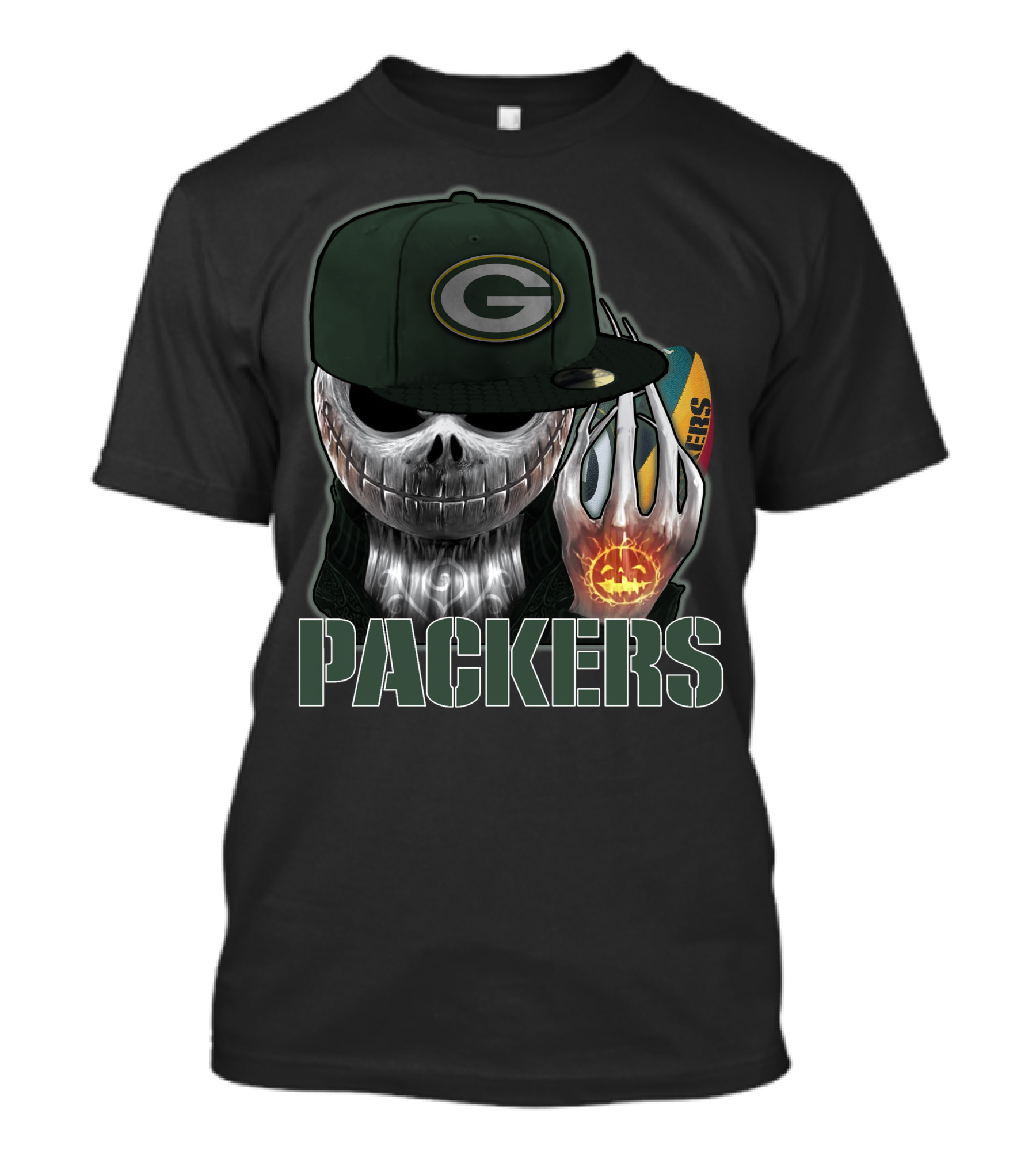 Jackskull Packers Halloween Football Fan T-Shirt