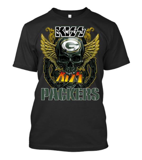 Kiss Green Bay Packers Skull Winged Helmet Packers T-Shirt