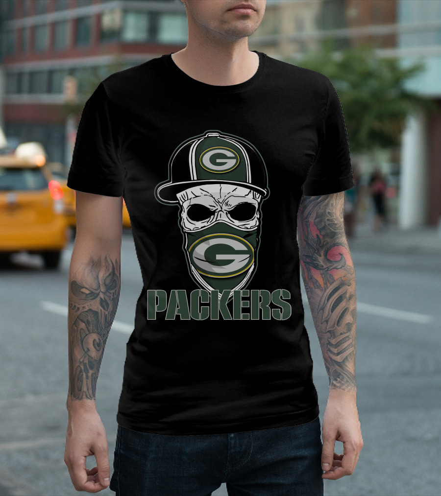 Skull Hat Green Bay Packers G Mask Packers T-Shirt