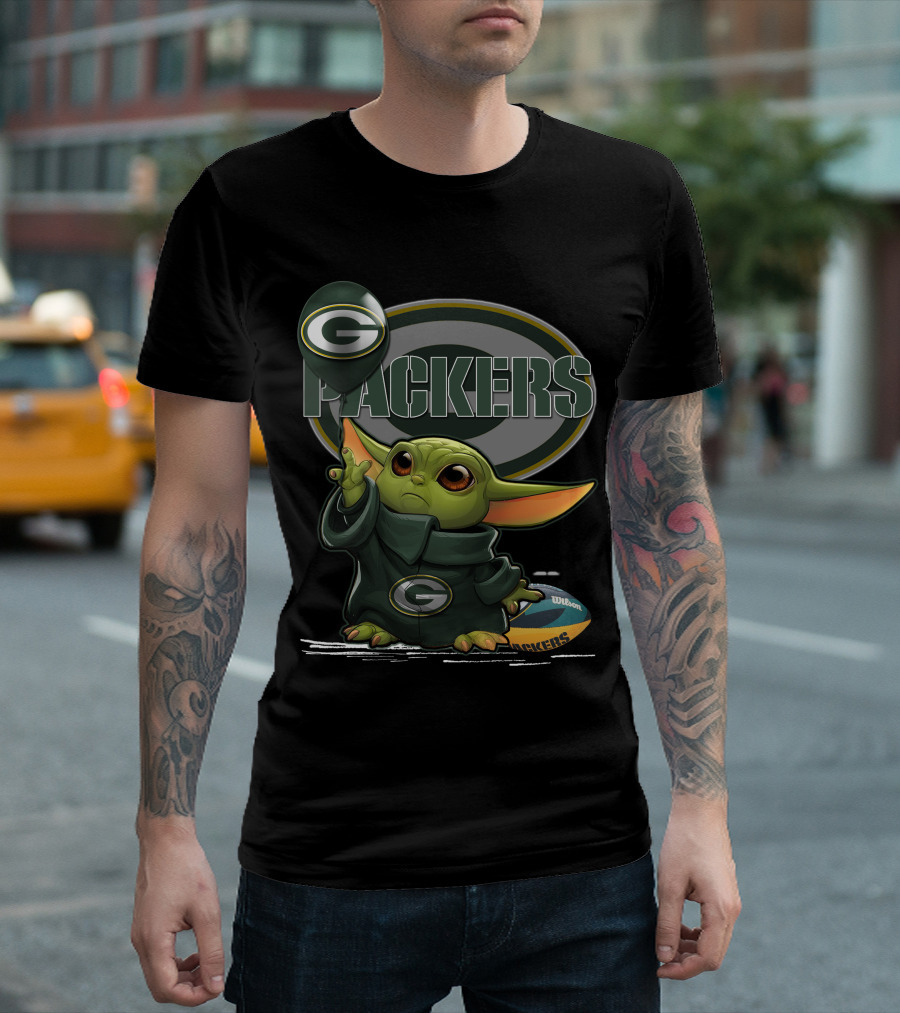 Packers Green Bay Baby Yoda Football Fan T-Shirt