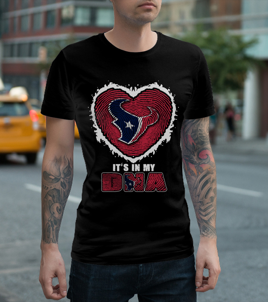 Houston Texans Heart Thumbprint Logo It's In My Dna T-Shirt