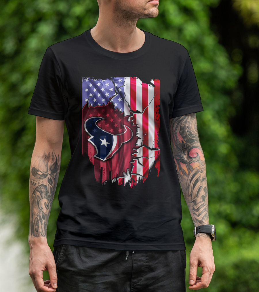 American Flag Houston Texans Logo Burst T-Shirt