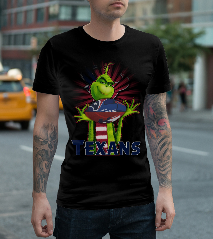 Grinch Holding Houston Texans Football T-Shirt