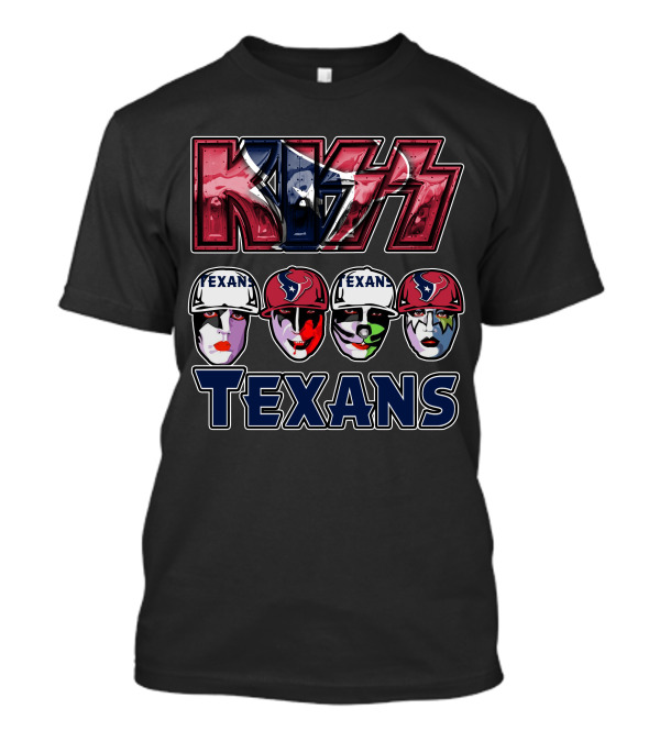 Kiss Houston Texans Rock Band Face Paint Football Fusion T-Shirt