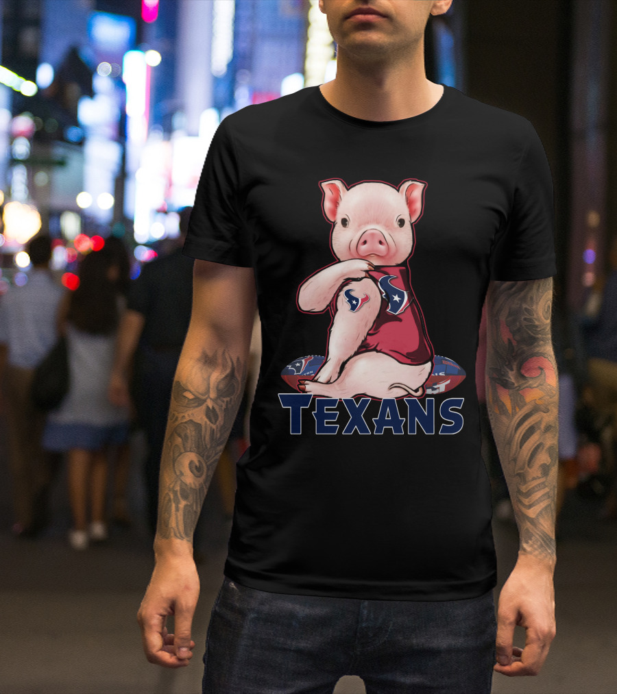 Texans Pig With Texans Logo And Football T-Shirt