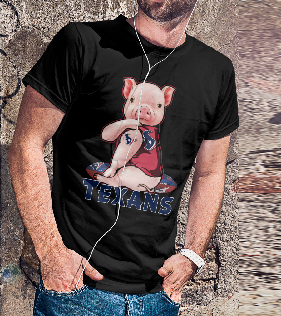 Texans Pig With Texans Logo And Football T-Shirt