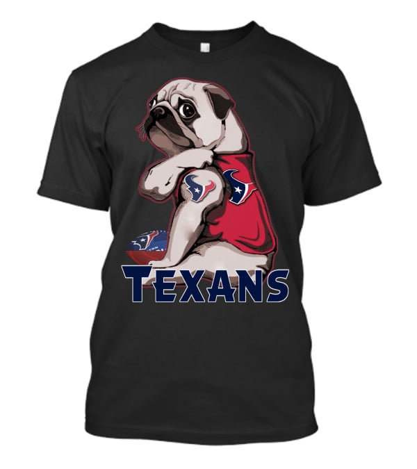 Pug Texans Football Team Fan T-Shirt