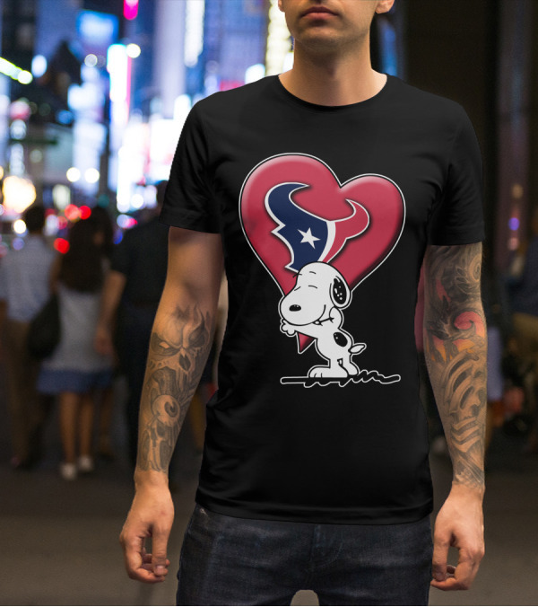 Snoopy Hugging Houston Texans Heart T-Shirt