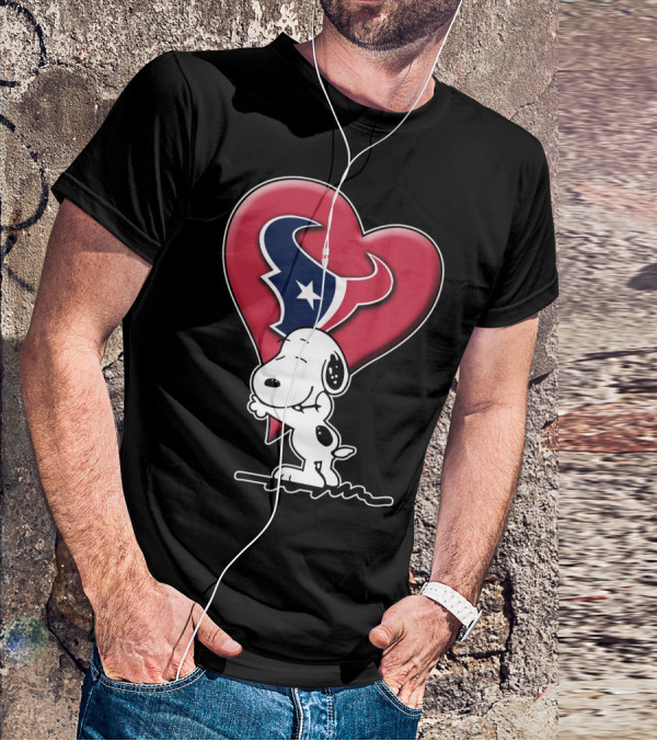 Snoopy Hugging Houston Texans Heart T-Shirt