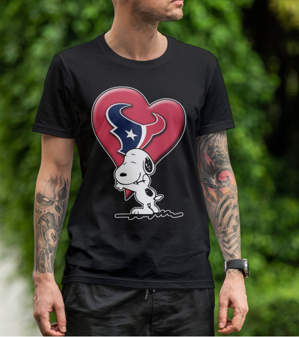 Snoopy Hugging Houston Texans Heart T-Shirt