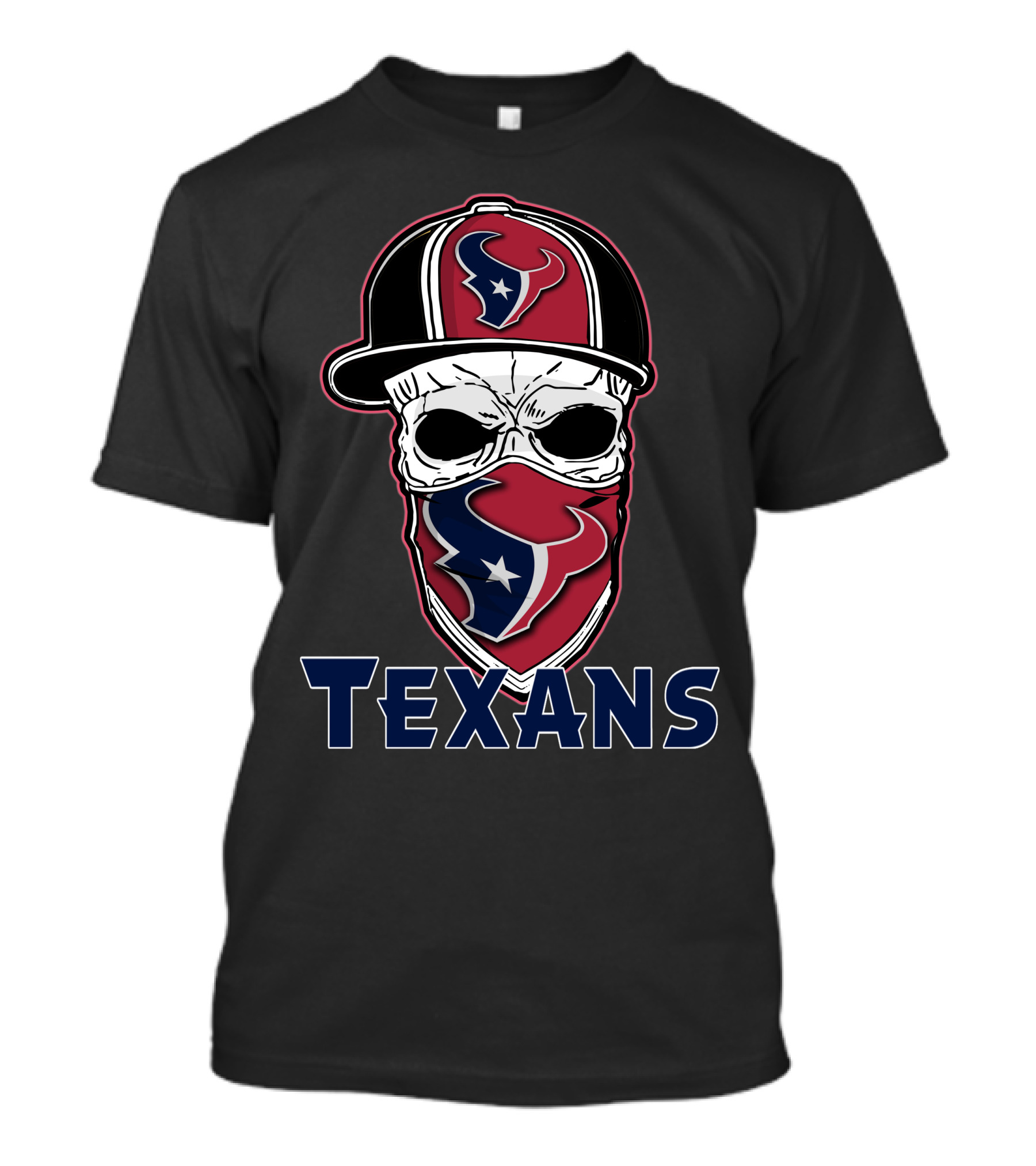 Skull Houston Texans Cap And Bandana T-Shirt