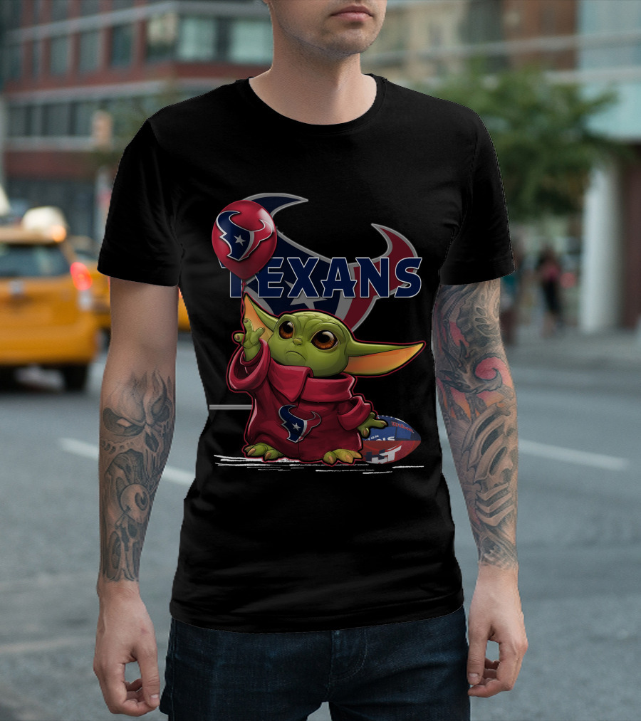 Yoda Houston Texans Balloon Football T-Shirt