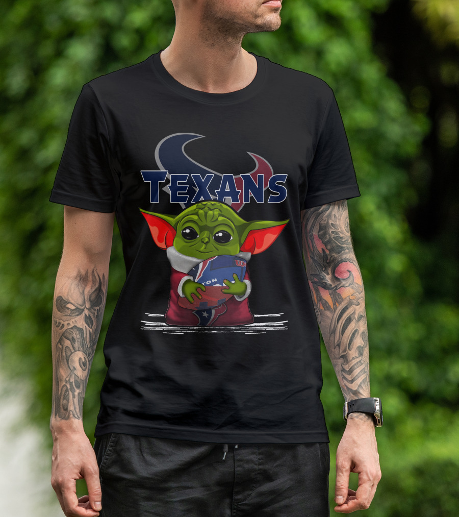 Houston Texans Yoda Holding Football T-Shirt