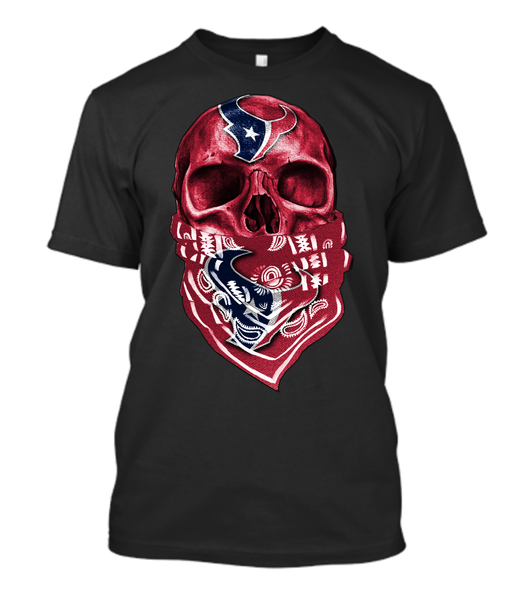 Skull With Houston Texans Bandana T-Shirt
