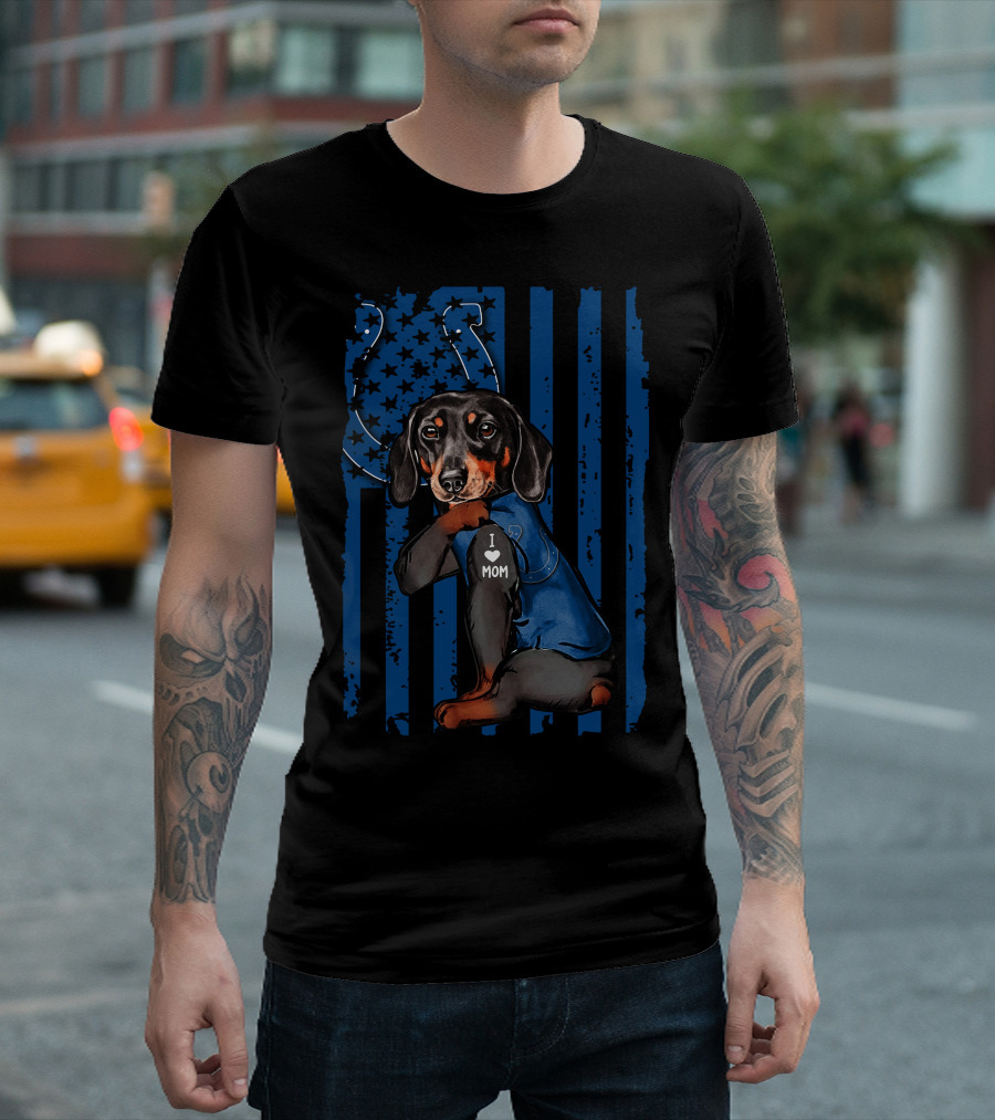 Dachshund I Love Mom Indianapolis Colts T-Shirt