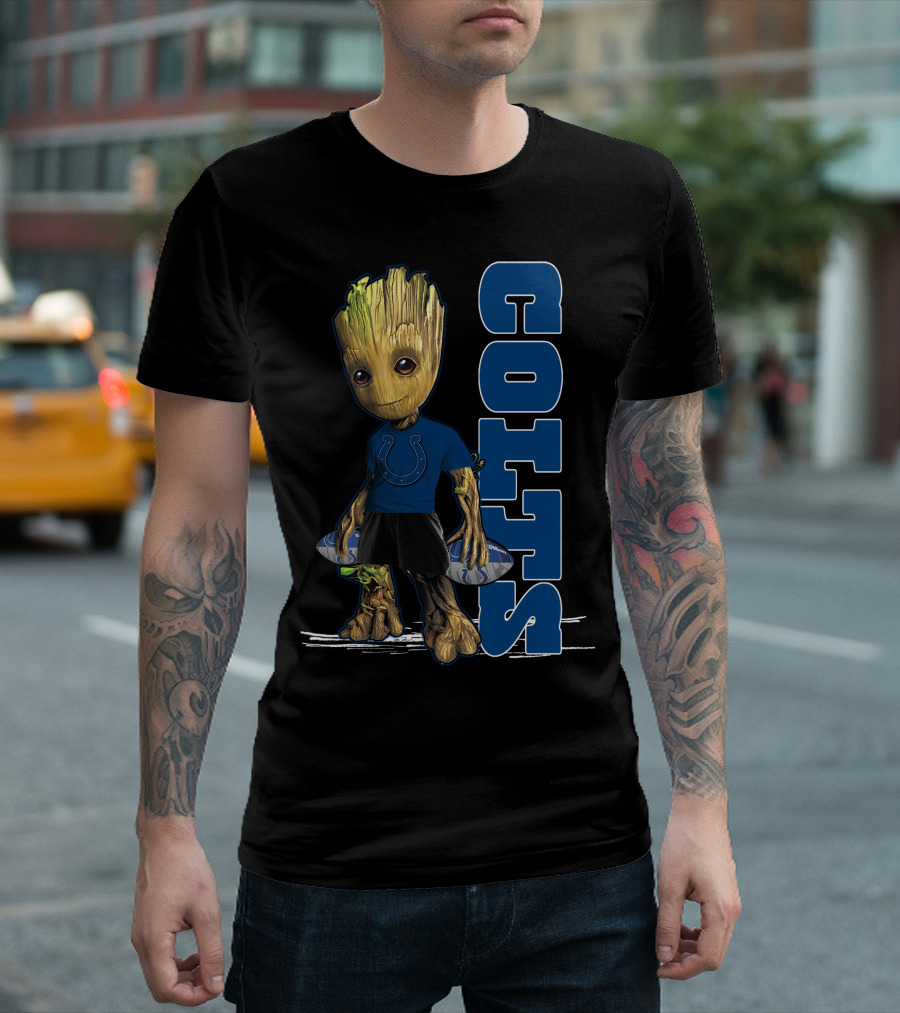 Groot Colts Football Fan With Indianapolis Colts T-Shirt