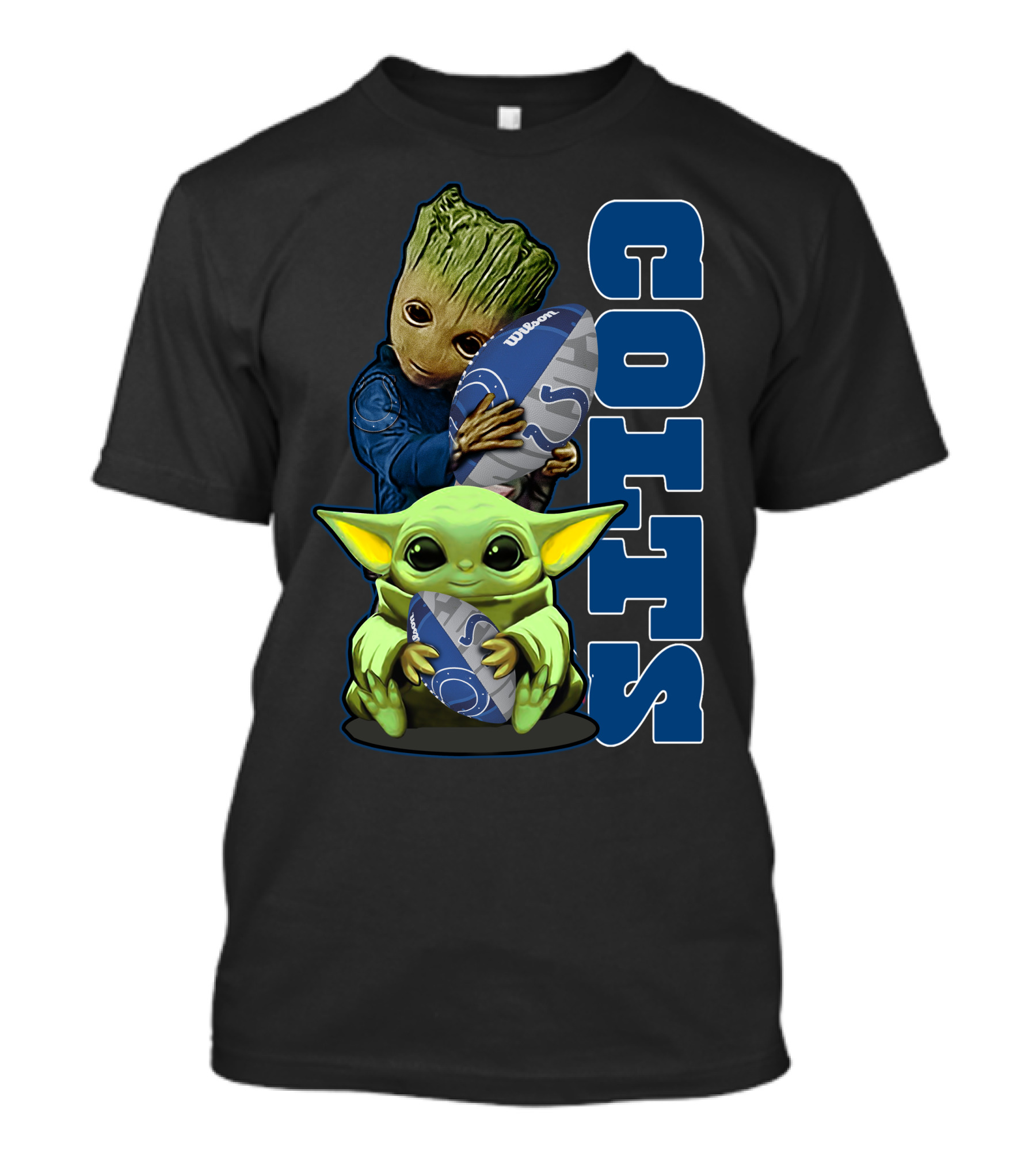 Grzd Indianapolis Colts Football Groot Baby Yoda T-Shirt