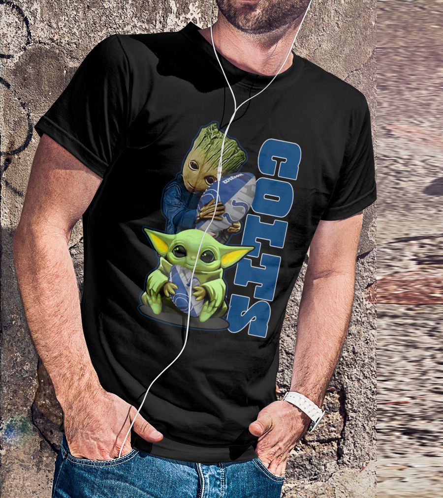 Grzd Indianapolis Colts Football Groot Baby Yoda T-Shirt