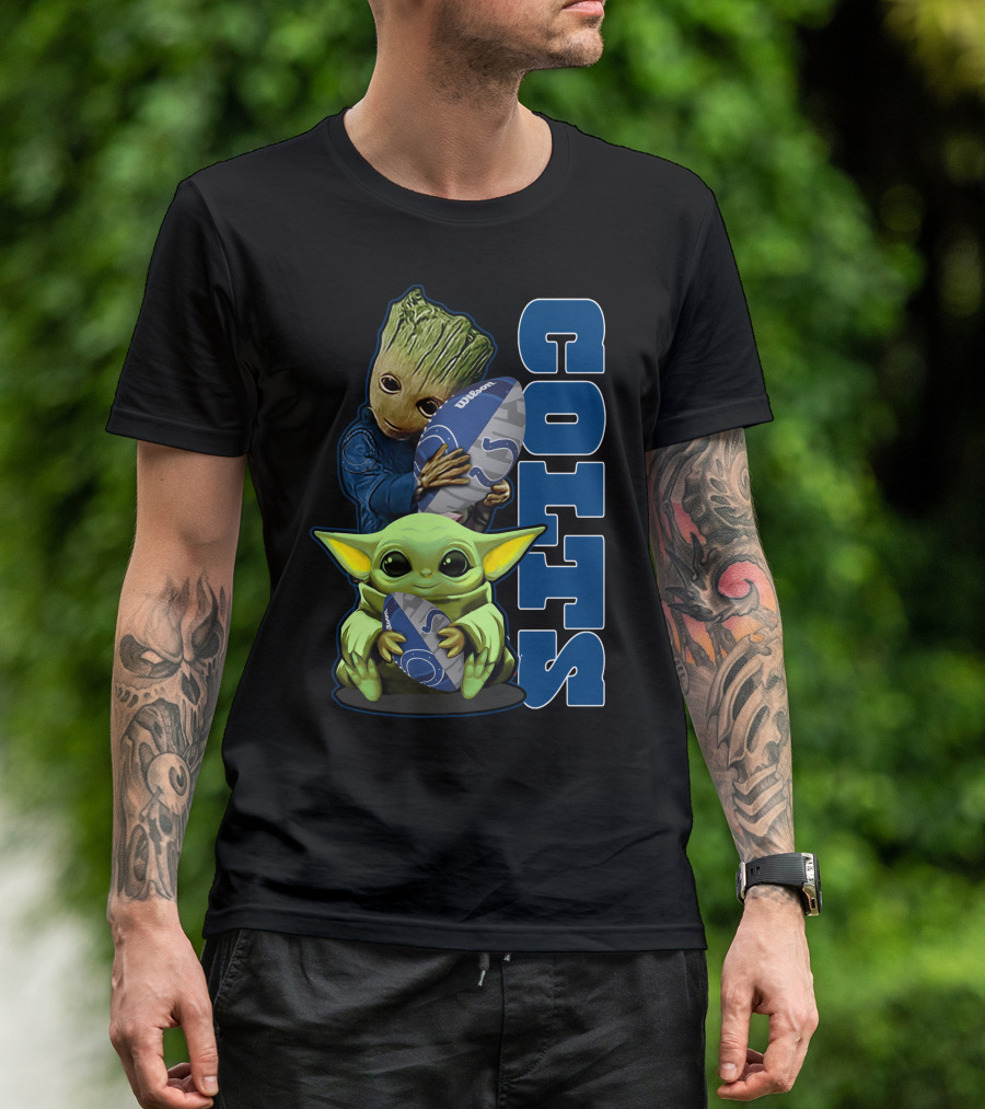 Grzd Indianapolis Colts Football Groot Baby Yoda T-Shirt