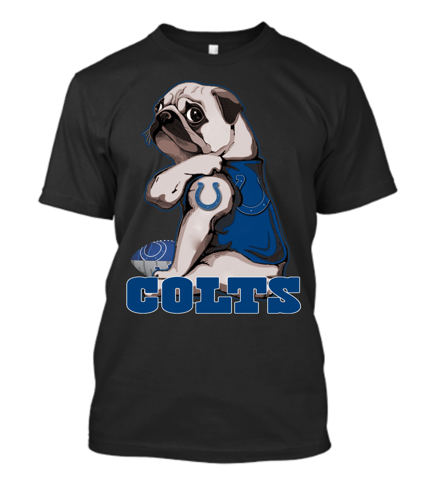 Colts Pug Football Fan Indianapolis T-Shirt