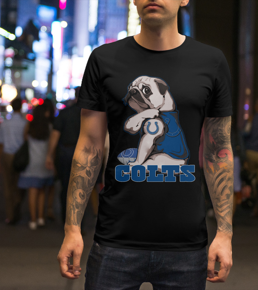 Colts Pug Football Fan Indianapolis T-Shirt