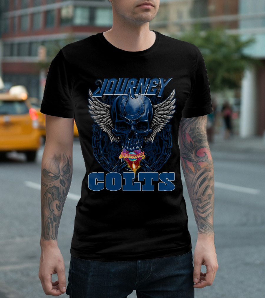 Journey Colts Skull Wings Chain Flame T-Shirt