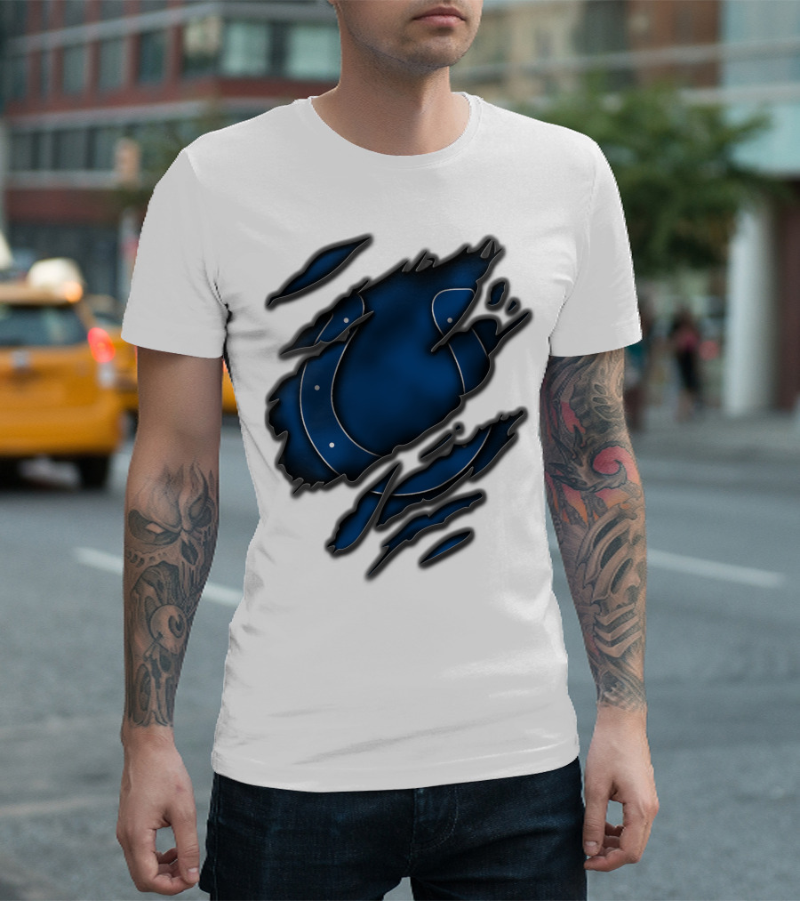 Torn Blue Horseshoe Indianapolis Colts T-Shirt