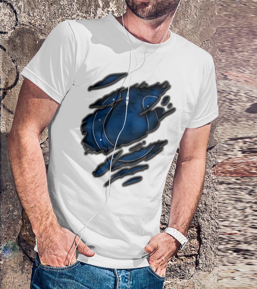 Torn Blue Horseshoe Indianapolis Colts T-Shirt