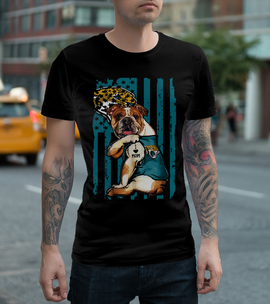 Bulldog I Love Mom Jacksonville Jaguars T-Shirt