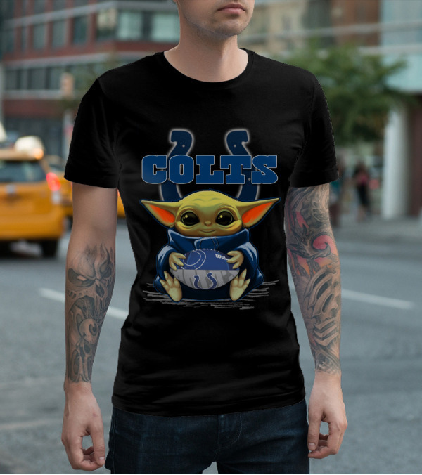 Colts Baby Yoda Football Fan Indianapolis Team T-Shirt