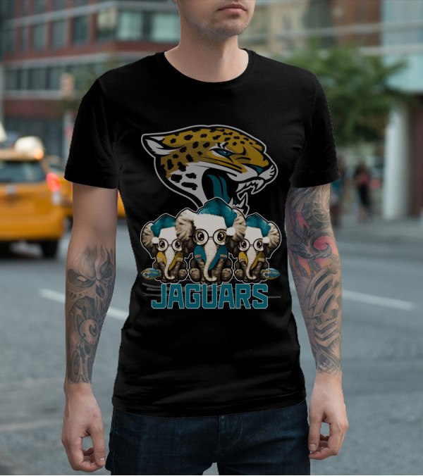 Jaguars Elephant Trio Xmas Jacksonville Jaguars T-Shirt