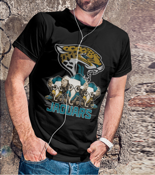 Jaguars Elephant Trio Xmas Jacksonville Jaguars T-Shirt
